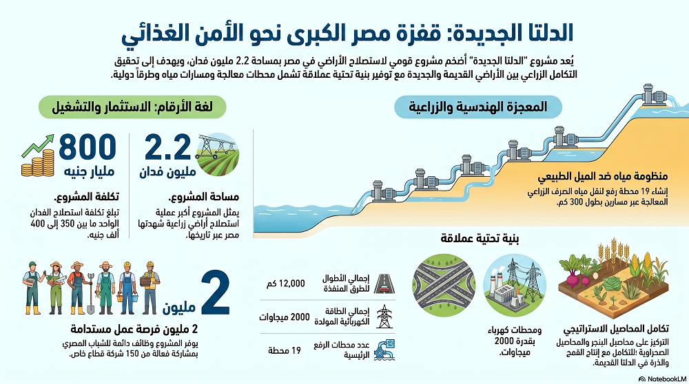 انفوجراف عن مشروع الدلتا الجديدة
